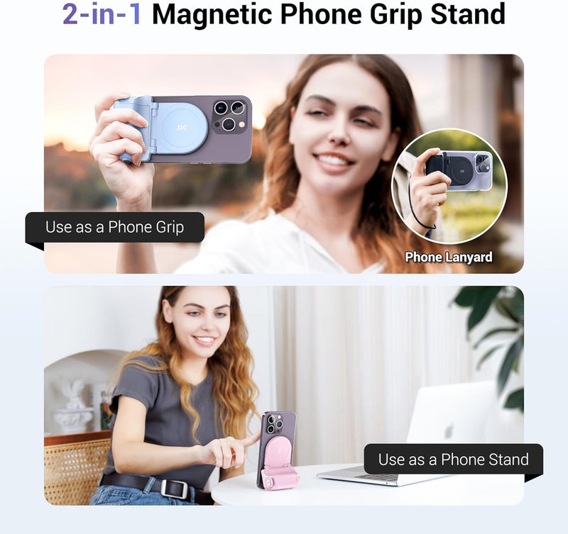 Kiorafoto Magnetic Smartphone Shooting Holder Phone Hand Grip Handle Snap On Phone Stand with Tripod Mount & Wireless Shutter Remote for iPhone 17 Air 16 15 14 13 12 Pro Max Android Cellphone Video Photography - Image 2